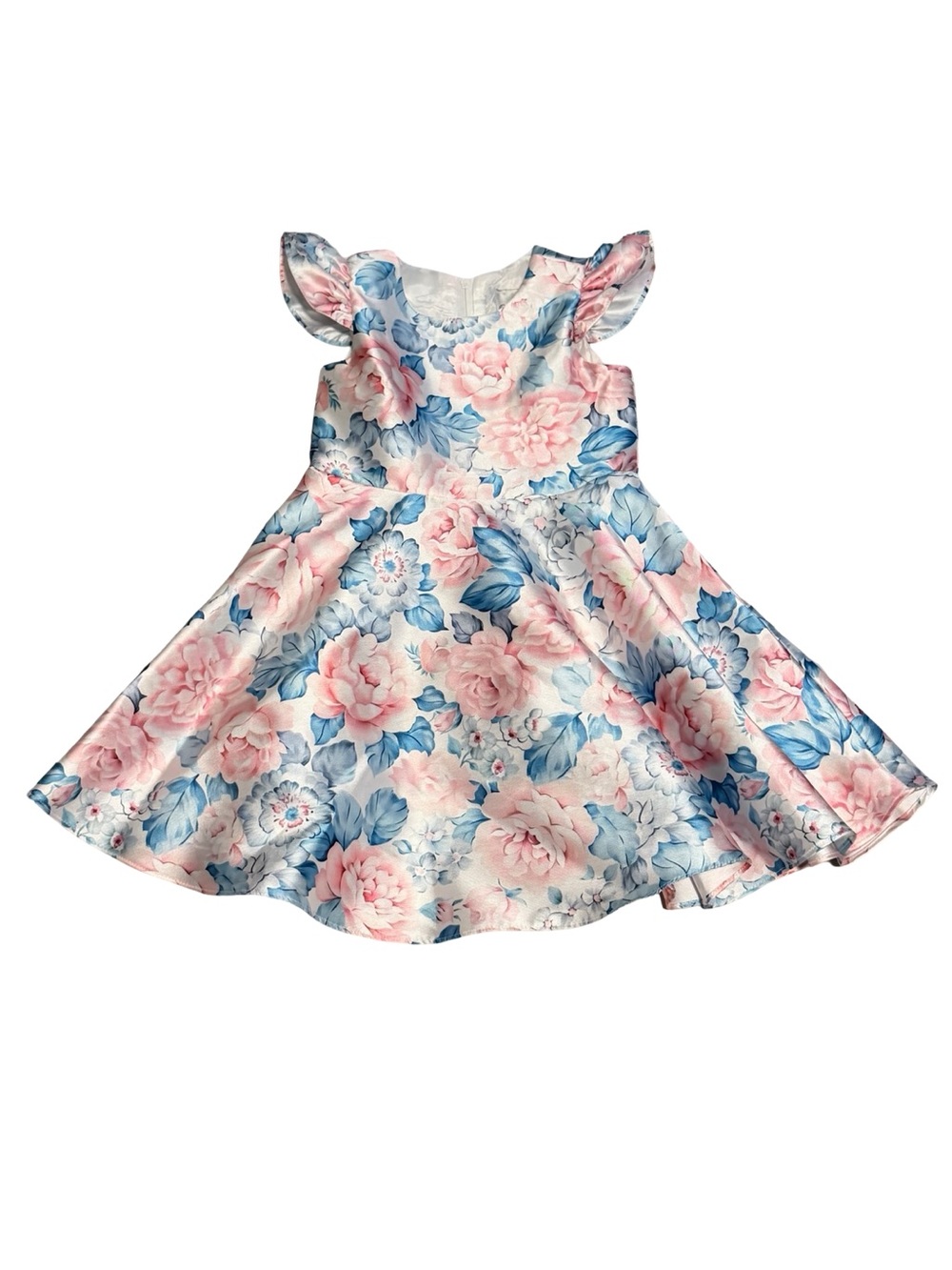 Rare Editions Toddler Floral Fit & Flare Dress Pink Blue Size 5